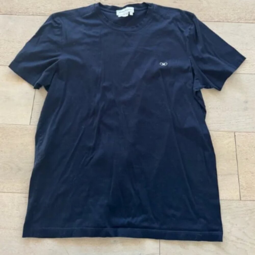 Salvatore Ferragamo Logo Crew Neck T-Shirt Men's Size XL Black